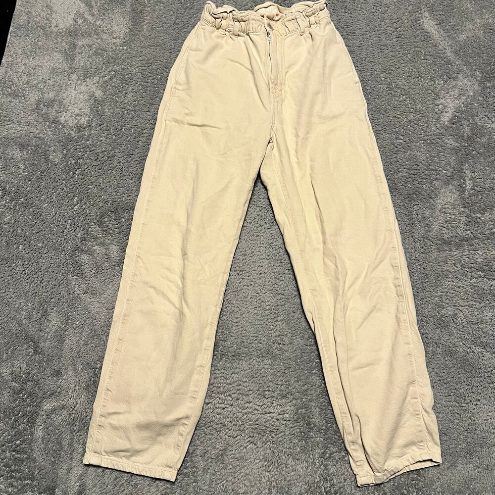 Anthropologie Pilcro Pants Womens 25 High Rise Paper Bag Cropped Beige